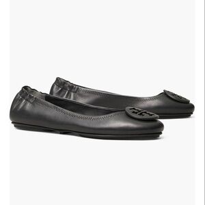 Tory Burch Minnie Travel Ballet Flats 6.5 Perfect Black